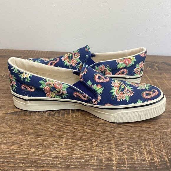 SUN SURF Japan Hawaiian Ukulele Lei Floral Printed Canvas Slip On Shoes - Picture 10 of 12